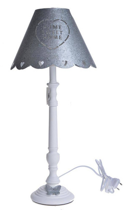 Lampa biała z motylem duża  metalowy klosz home sweet home