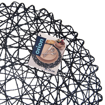 Podkładka pod talerz sztućce okrągła / mata kuchenna papierowa czarna 35 cm