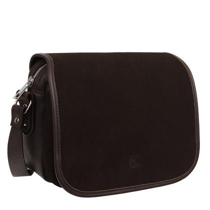 Brązowa torebka damska ze skóry licowej i zamszu Canaletto TD624s19-348