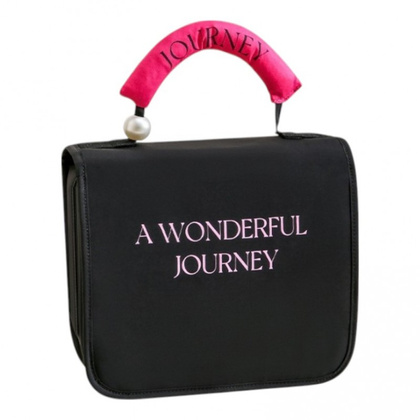 Kosmetyczka rozkładana elegancka kuferek etui z rączką czarna KS153CZ