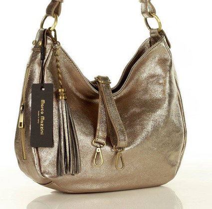 MARCO MAZZINI Miejska torebka skórzana sacco dark bronzo złoty - min. zamówienie 20 / 50 / 100 szt.