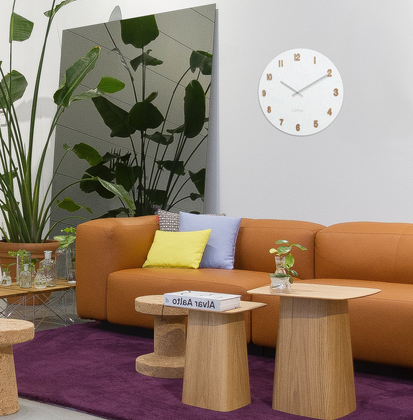 LAVVU Duży biały drewniany zegar WHITE