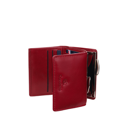 Mały czerwony portfel damski Canaletto z naturalnej skóry licowej z RFID – elegancja i bezpieczeństwo PD2000cs165 RFID