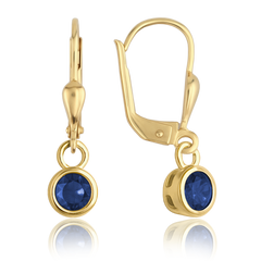 MINET Eleganckie złote kolczyki z granatowymi cyrkoniami Au 585/1000 1,80g