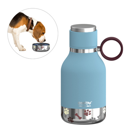 ASOBU Butelka termiczna STAINLESS z miską dla psa niebieska, 975ml