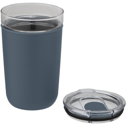 Szklany kubek Bello o pojemności 420 ml z zewnętrzną ścianką z plastiku z recyklingu