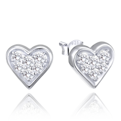 MINET Srebrne kolczyki serca z cyrkoniami