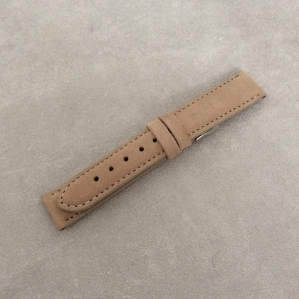 MINET Jasnobrązowy szyty skórzany pasek z miękkiego nubuku - 18