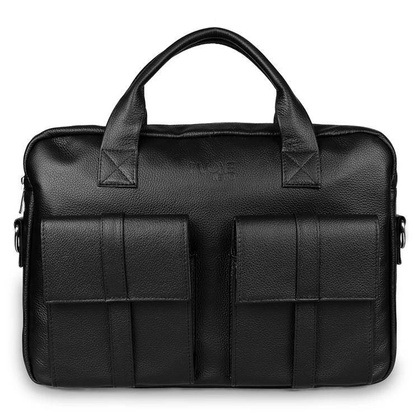 Skórzana torba męska na laptopa 15,6" ramię czarna - Pavone Nero Rimini 2409 BL
