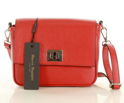 MARCO MAZZINI Torebka skórzana przez ramię crossbody classic flap czerwony - min. zamówienie 20 / 50 / 100 szt.