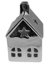 Domek ceramiczny srebrny duży