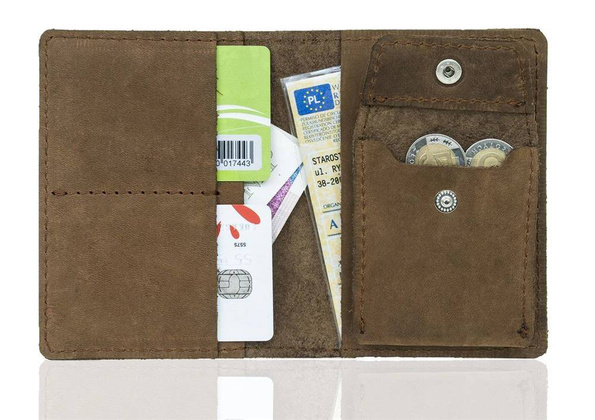 Elegancki portfel ze skóry na karty i monety BRØDRENE SW01+ jasny brąz - min. zamówienie 20 / 50 / 100 szt.