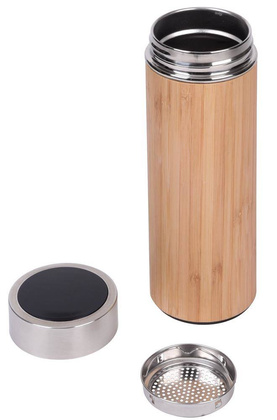 Termos BAMBOO TEMP, brązowy, srebrny