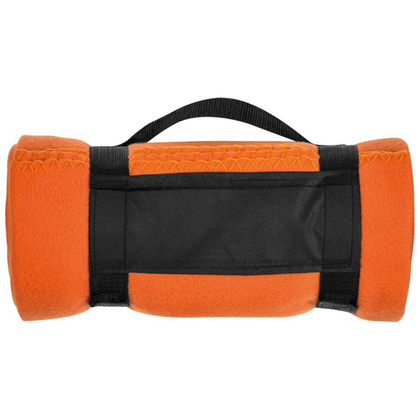 Koc polarowy z paskiem, pomarańczowy