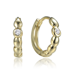 MINET Eleganckie pozłacane kolczyki srebrne z białą cyrkonią