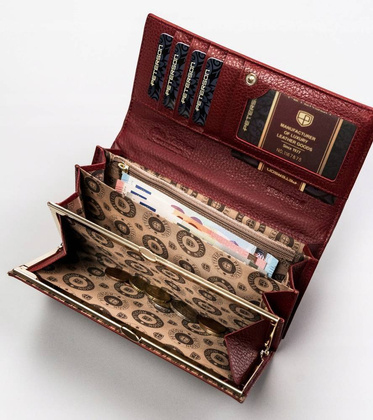 Lakierowany portfel damski z wężowym wzorem rfid