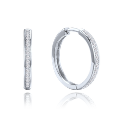 MINET Srebrne kolczyki kwadratowe koła 2 cm z białymi cyrkoniami