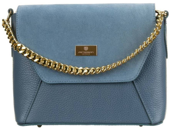 Elegancka listonoszka z łańcuszkiem Peterson Niebieska