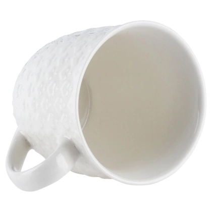 Kubek ceramiczny z uchem do picia kawy herbaty napojów serca biały 580 ml