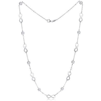 MINET Naszyjnik srebrny nieskończoność z białymi cyrkoniami