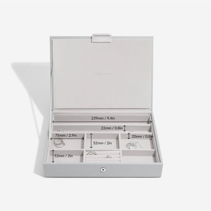 Szkatułka na biżuterię Stackers classic kamienna szarość z pokrywką