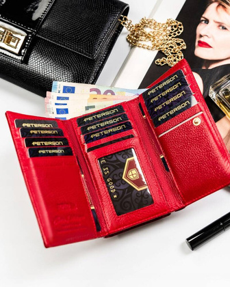 Portfel damski ze skory naturalnej z systemem RFID