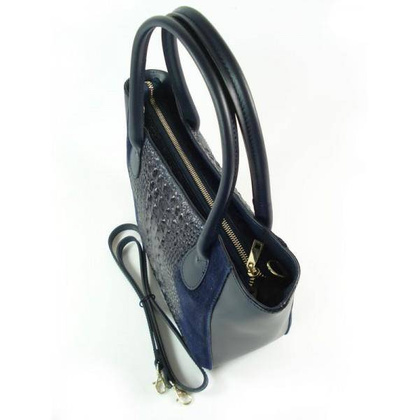 WŁOSKA TOREBECZKA KUFEREK SKÓRA KROKODYL GRANATOWA GLM44BS