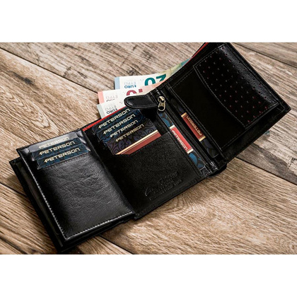 Portfel męski ze skóry z RFID Peterson Czarny