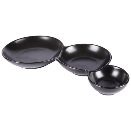 Miska miseczka na przekąski porcelanowa czarna potrójna 25 cm