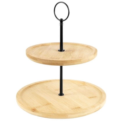 Patera drewniana 2-poziomowa naturalna 24 cm