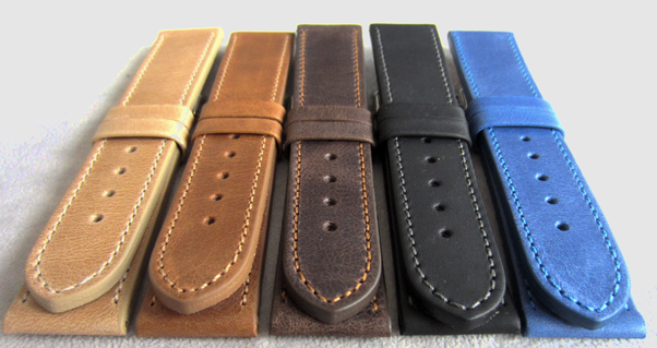 LAVVU Granatowy szyty pasek SPORT z luksusowej skóry Top Grain - 24