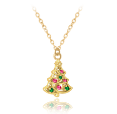 MINET Świąteczny pozłacany srebrny naszyjnik CHRISTMAS TREE