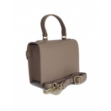 Włoska zgrabna skórzana listonoszka Vera Pelle kuferek,kufereczek Beżowa VPK321T