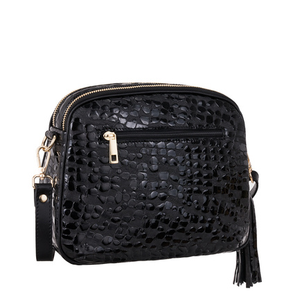 Listonoszka Canaletto ze skóry naturalnej z efektem kropli i złotymi wykończeniami TD808s258