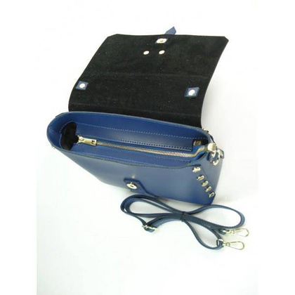 Kuferek listonoszka A5 złote dżety + zamsz granatowy Vera Pelle VPK789BS