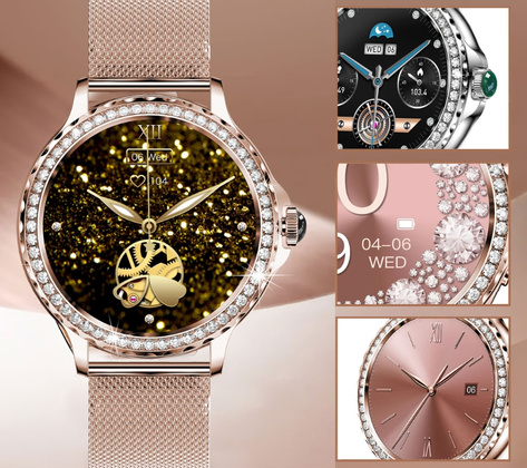 Smartwatch Damski Rubicon RNCF19-1 Różowe Złoto Bransoleta + Pasek