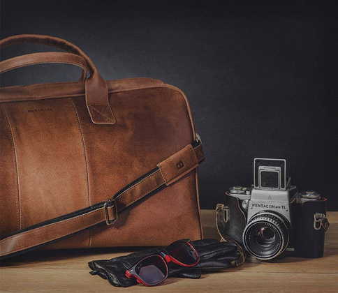 Czarna podróżna torba weekendowa ze skóry BRØDRENE BL10 Kolor wnętrza: Czarny - min. zamówienie 20 / 50 / 100 szt.