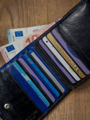 Skórzany portfel poziomy dwukolorowy składany