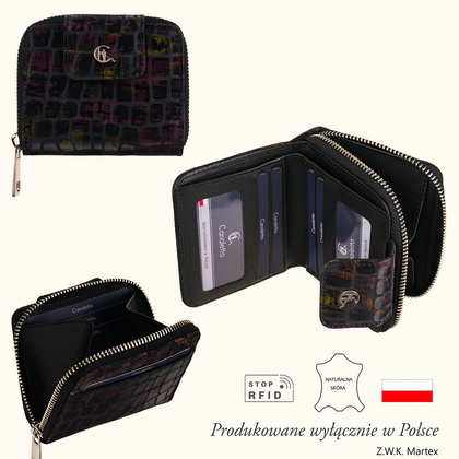 Skórzany portfel damski Canaletto kolorowy z naturalnej skóry licowej PD1023cs326 RFID