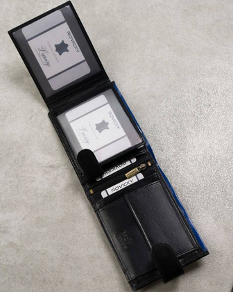 Skórzany portfel męski z kieszenią na dowód rejestracyjny