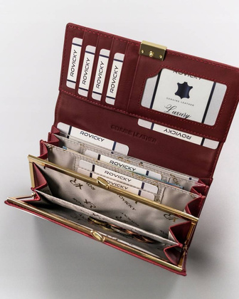 Duży portfel damski ze skóry lakierowanej na zatrzask