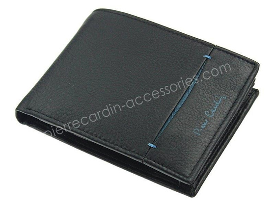 Portfel męski skórzany PIERRE CARDIN TILAK07 325 Czarny / Niebieski