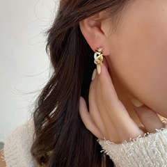 Kolczyki ze stali szlachetnej pozłacanej 14k złotem z cyrkoniami, sztyft KST3327