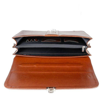 Skórzana aktówka teczka męska na dokumenty brązowa - Pavone Nero Como 2263 BR