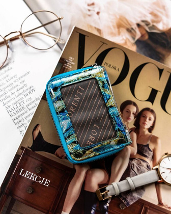 Portfel damski ze skóry naturalnej w piórka