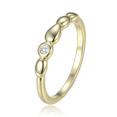 MINET Pierścien srebrny pozłacany elegancki z białą cyrkonią wielkość 16