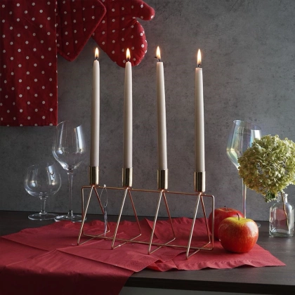 Świecznik na 4 świece metalowy złoty podstawka pod świecę na świeczki loft adwentowy