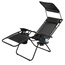Fotel leżak ogrodowy składany z daszkiem i zagłówkiem czarny