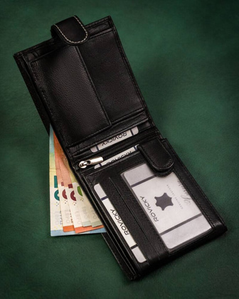 Duzy skorzany portfel meski z systemem RFID Protect