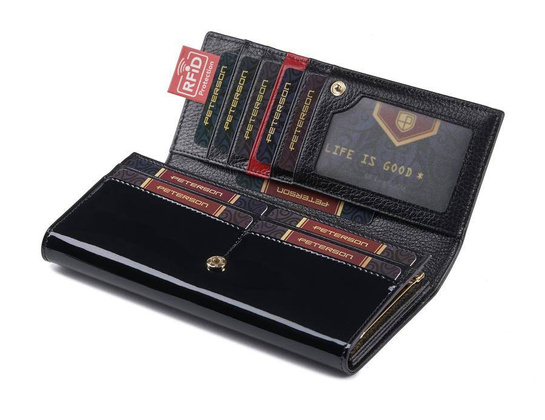 Skórzany, lakierowany portfel Peterson Czarny